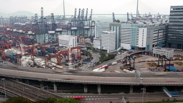 Container Terminal Large Harbour in Hong Kong