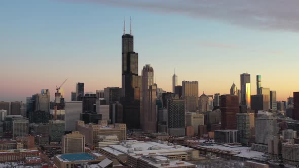 Chicago at Sunrise - Aerial Cinematic Shot