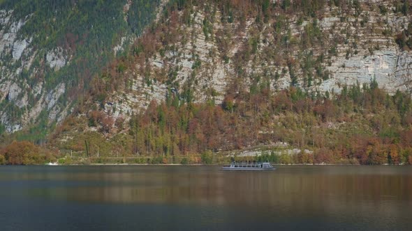 Famous Tourist Destination Serene Town Hallstatt in Mountains Alps in October. View of Schloss Grub