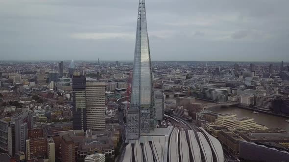 Aerial view of downtown London; including The Shard