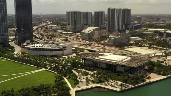 Aerial Video Visit Museums At Downtown Miami Fl