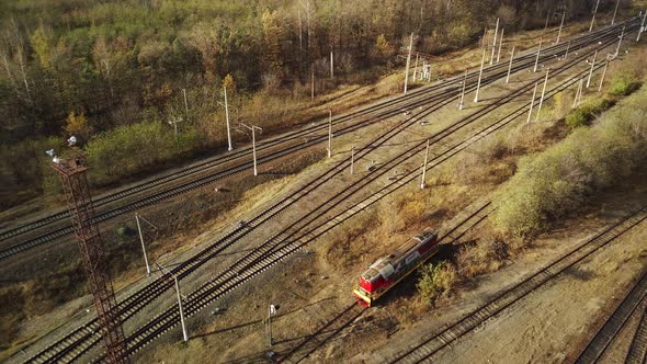 Aerial View of Railway in Countryside