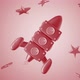 3d Cartoon Toy Rocket Between Stars Red Kids Background - VideoHive Item for Sale