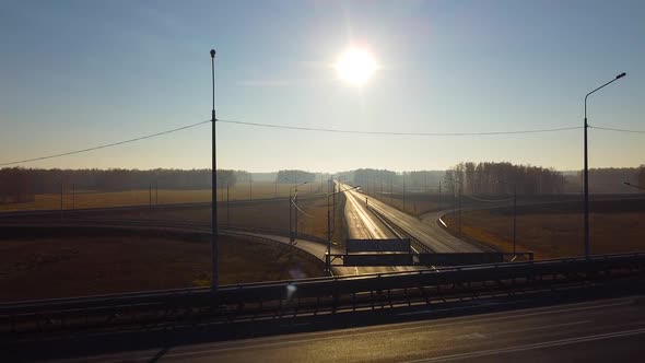 Cars are Moving on a Urban Multilevel Road Junction