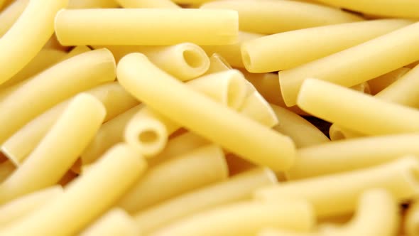 Close-up of sedanini rigati pasta