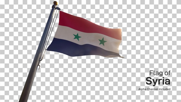 Syria Flag on a Flagpole with Alpha-Channel