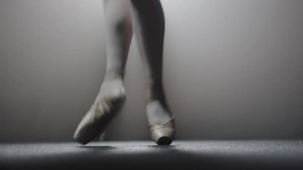 Young Woman Ballerina Dancing on Her Pointes