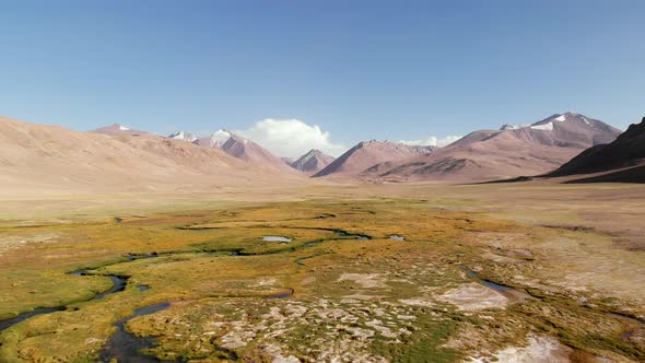 Top Aerial View of a River in Desert Landscape