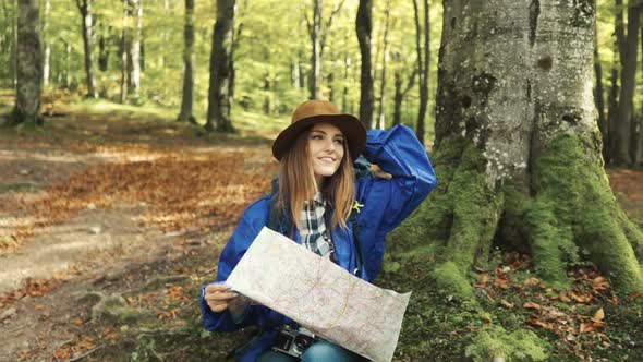 Girl Identifies Location with Map