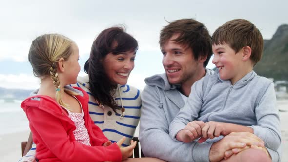 Happy family enjoying at beach