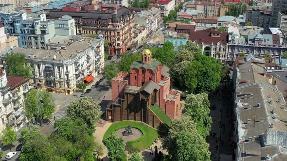 Top view of the historical complex "Golden Gate" in Kiev.