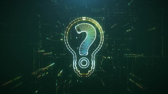 Digital Animation of the Bulb with Question Mark