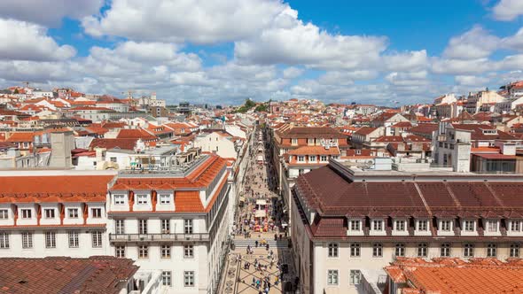 4K timelpase of Augusta street near commerce square in Lisbon , Portugal - UHD