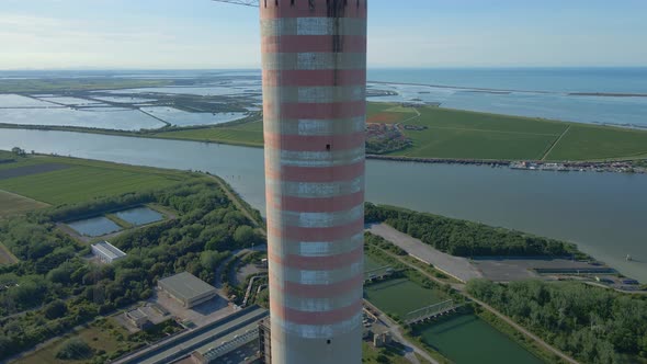 Old Thermoelectric Plant With Big Chimne