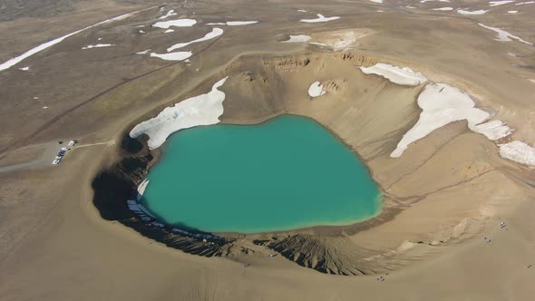 Krafla Crater. Volcanic Caldera. Iceland. Aerial View