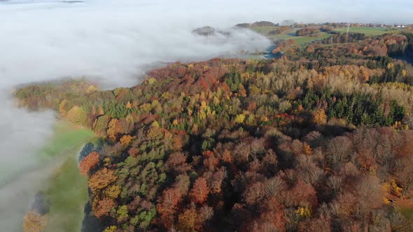 spectacular view over misty lush green valley