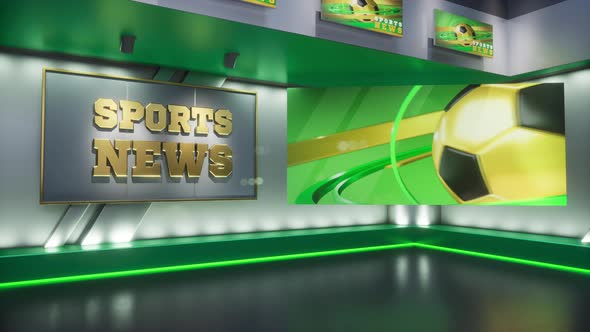 3D Rendering Virtual TV Sport Studio News Backdrop For TV Shows