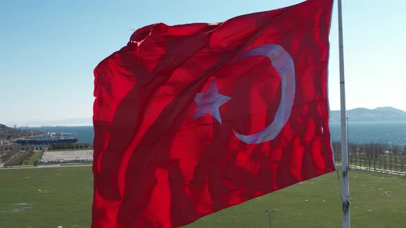 Big Turkish Flag at Shore