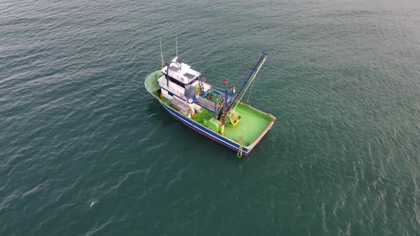 Aerial Boat On Sea