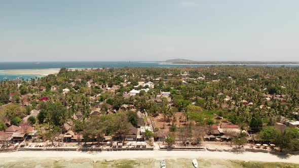 Drone Of Town And Coastline Of Gili Island