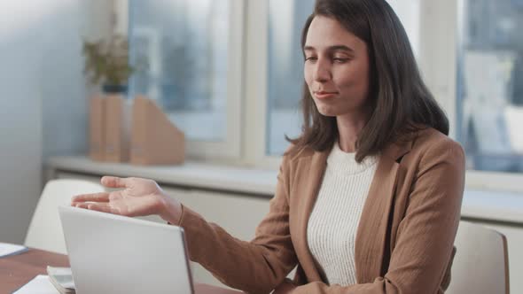 Woman Having Video Call On Laptop