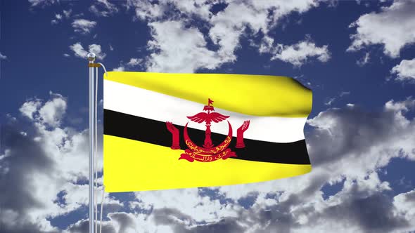 Brunei Flag Waving 4k