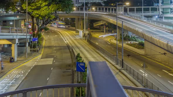 Time Lapse of cars on a busy street in Hong Kong