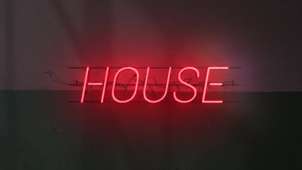 Neon Text Background Word House