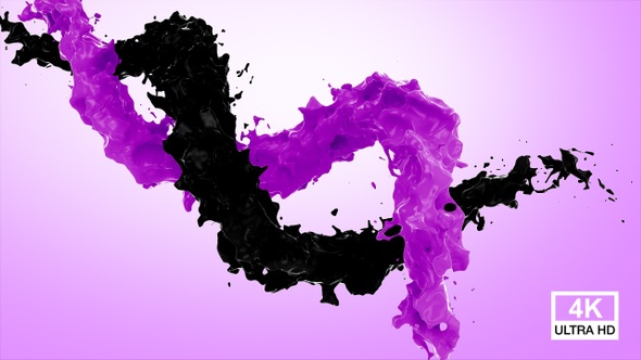 Purple And Black Paint Flow Mixed 4K