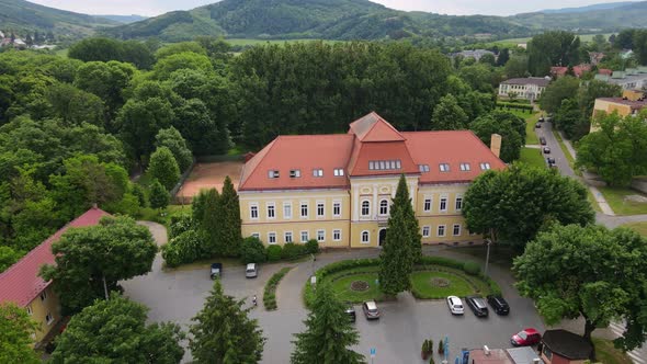 Aerial view of the manor house in Filakovo, Slovakia