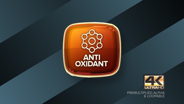 Anti Oxidant Rotating Badge 4K Looping Design Element
