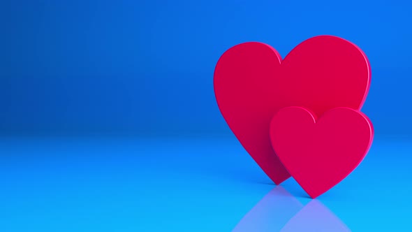 Red hearts on a blue background