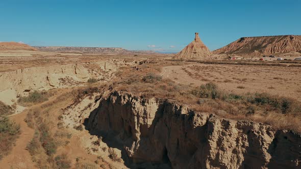 Drone shot of the Bardenas Reales National Park in Spain