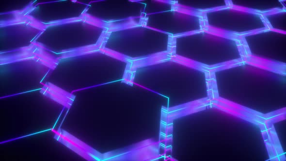 Colorful Neon Hexagonal