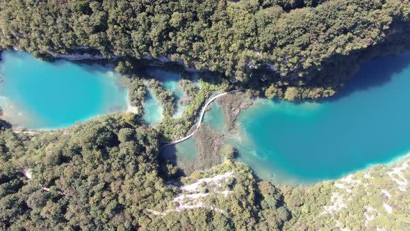 Aerial shot of Plitvice Lakes National Park (Plitvicka jezera) in Croatia,Europe