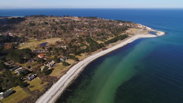 Flying Over Calm Sea And Summer House Area, Drone Stock Footage By Drone Rune Copy