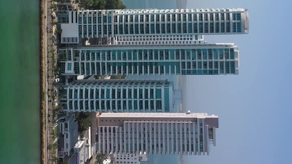 Vertical footage White Skyscrapers of the Cartagena Colombia