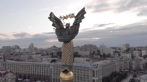 Independence Square in Kyiv, Ukraine. Maidan. Aerial View