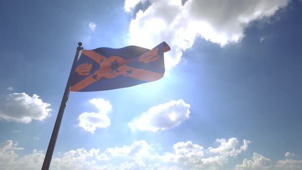 Halifax City Flag (Canada) on a Flagpole V4