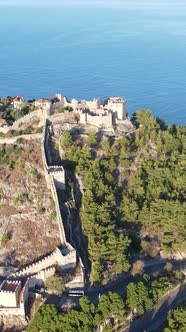 Vertical Video Alanya Castle  Alanya Kalesi Aerial View