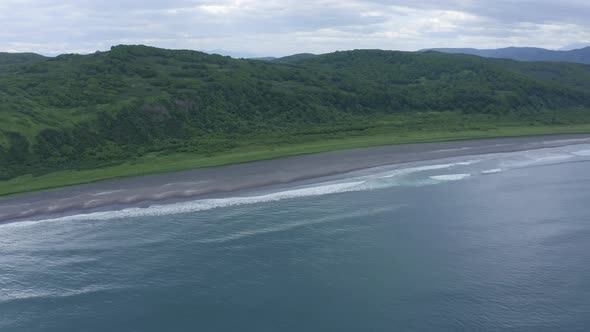 Khalaktyrsky Beach with Black Sand on Kamchatka Peninsula Russia Pacific Ocean