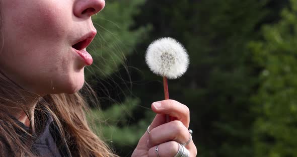 Blowing a Dandelion in Slow Motion