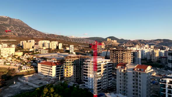 House under construction aerial view 4 K Alanya Turkey