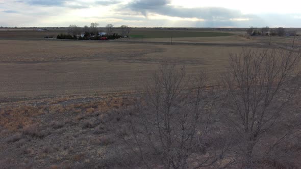 A farm pasture near Sterling Colorado during the pandemic and drought of 2021.  Slow flight over bar