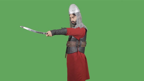 Medieval Warrior. Green Screen Video.