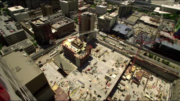 Looking from the top of a skyscraper of a construction site in SLC Utah.