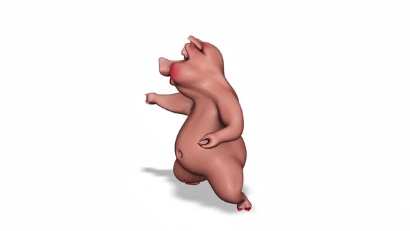 Cartoon 3D Pig Dance  Looped on White