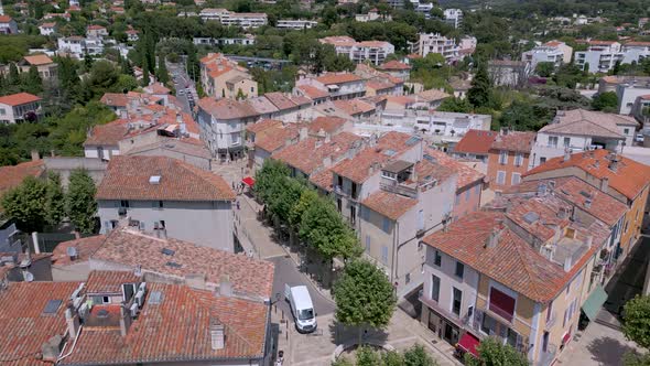 Drone shot of Cassis old town on the Mediterranean coast in Provence, France