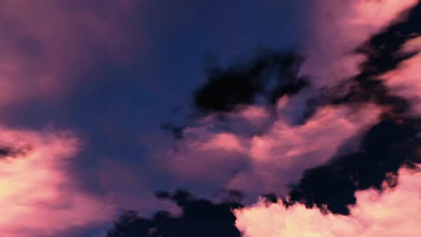 Movement of Red Clouds At Sunset