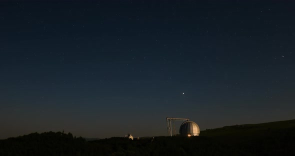 Time Lapse Tracking Shot of Special Scientific Astrophysical Observatory